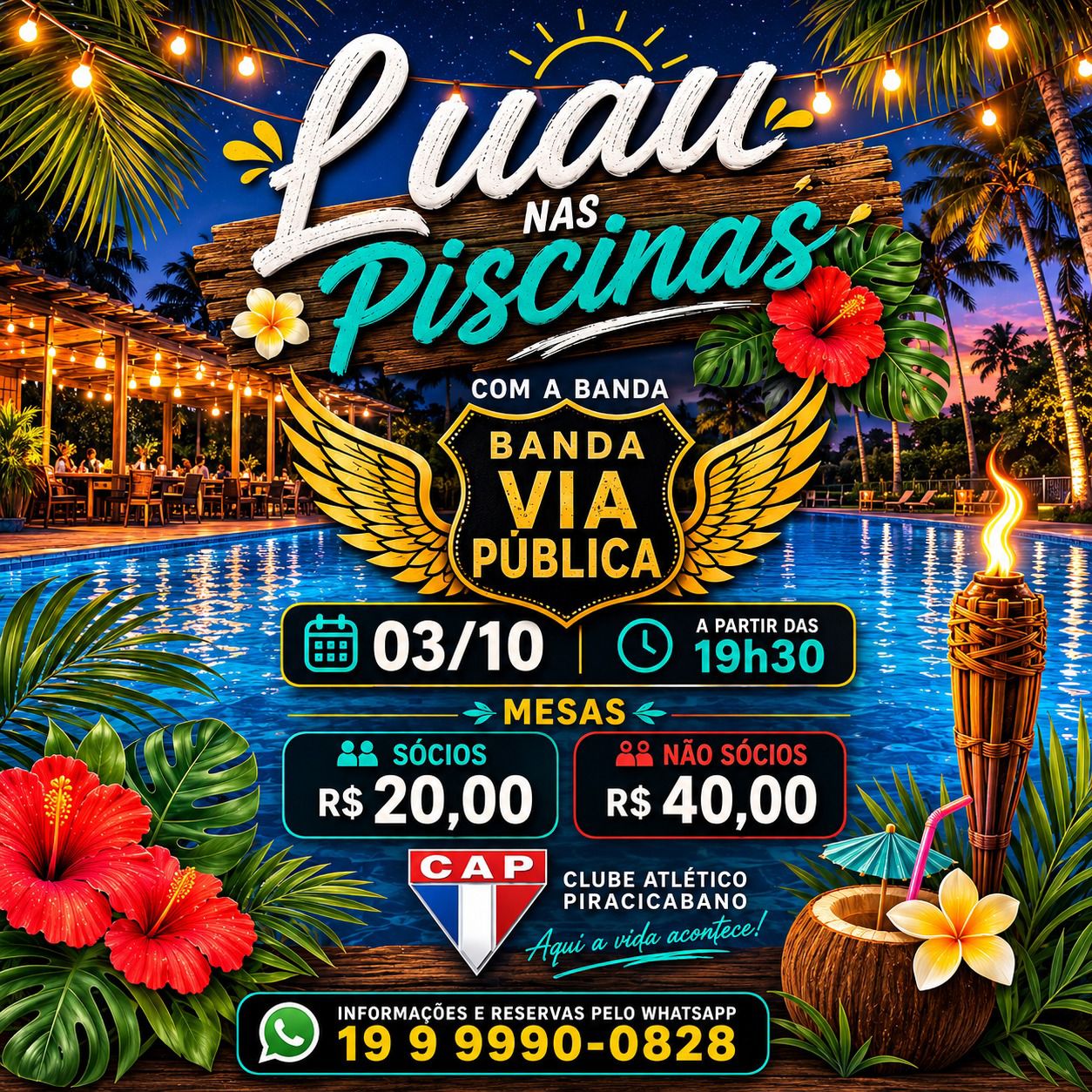 Luau nas piscinas